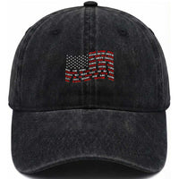 Vintage American Flag 50 States Washed Cotton Baseball Cap Patriotic Gift