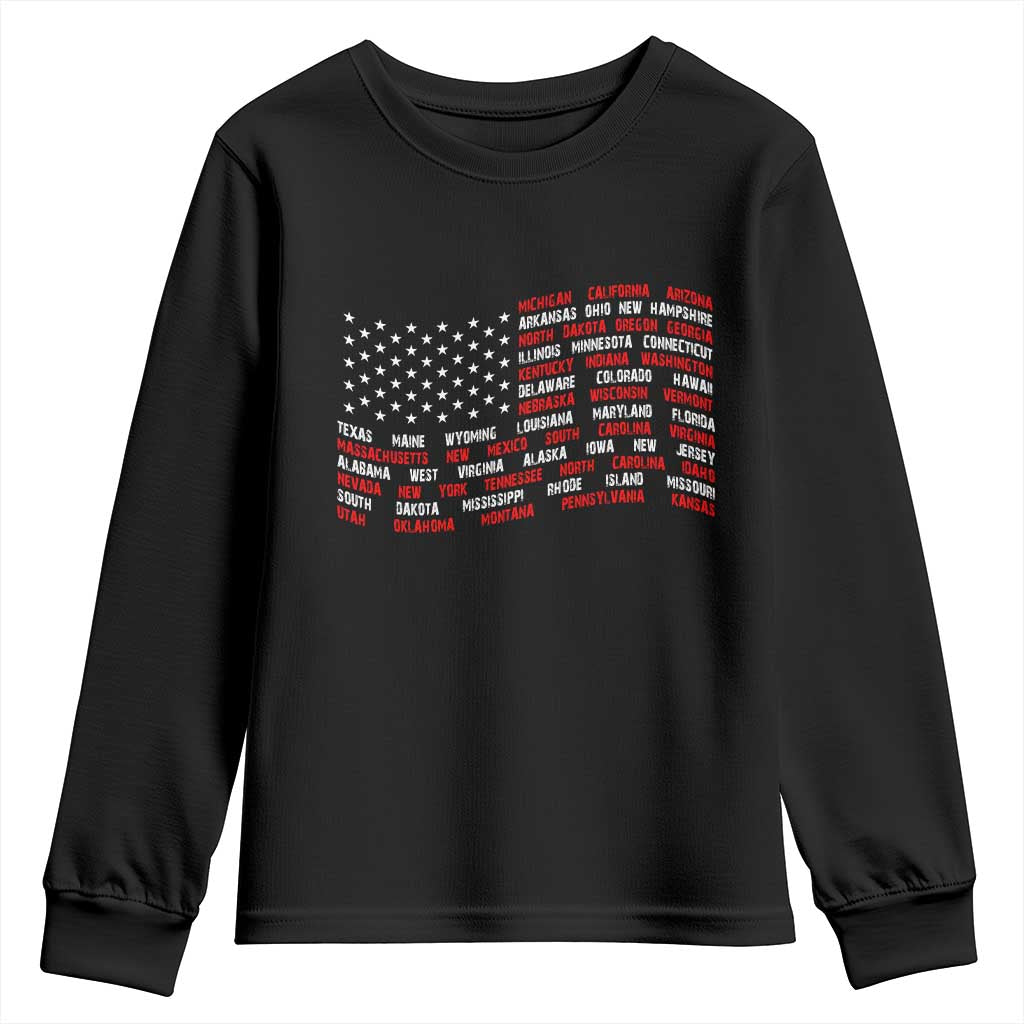 Vintage American Flag 50 States Youth Sweatshirt Patriotic Gift