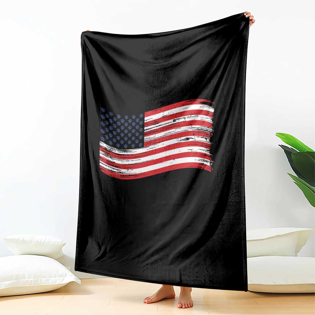 Vintage Patriotic American Flag Dog And Cat Paw Throw Blanket Gift For Pet Lover