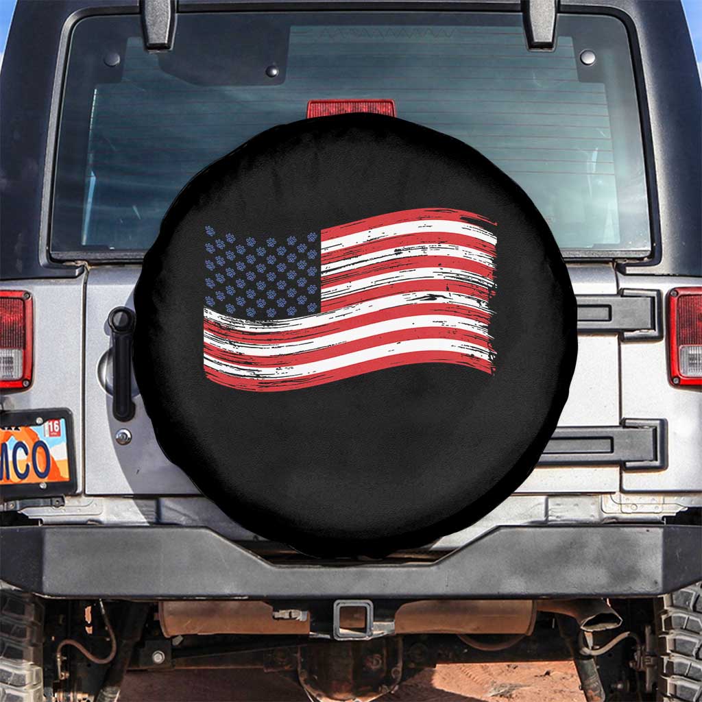 Vintage Patriotic American Flag Dog And Cat Paw Spare Tire Cover Gift For Pet Lover