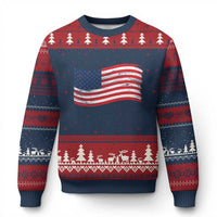 Vintage Patriotic American Flag Dog And Cat Paw Ugly Christmas Sweater Gift For Pet Lover