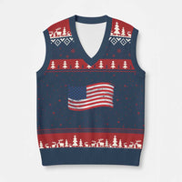 Vintage Patriotic American Flag Dog And Cat Paw V-Neck Knit Sweater Vest Gift For Pet Lover