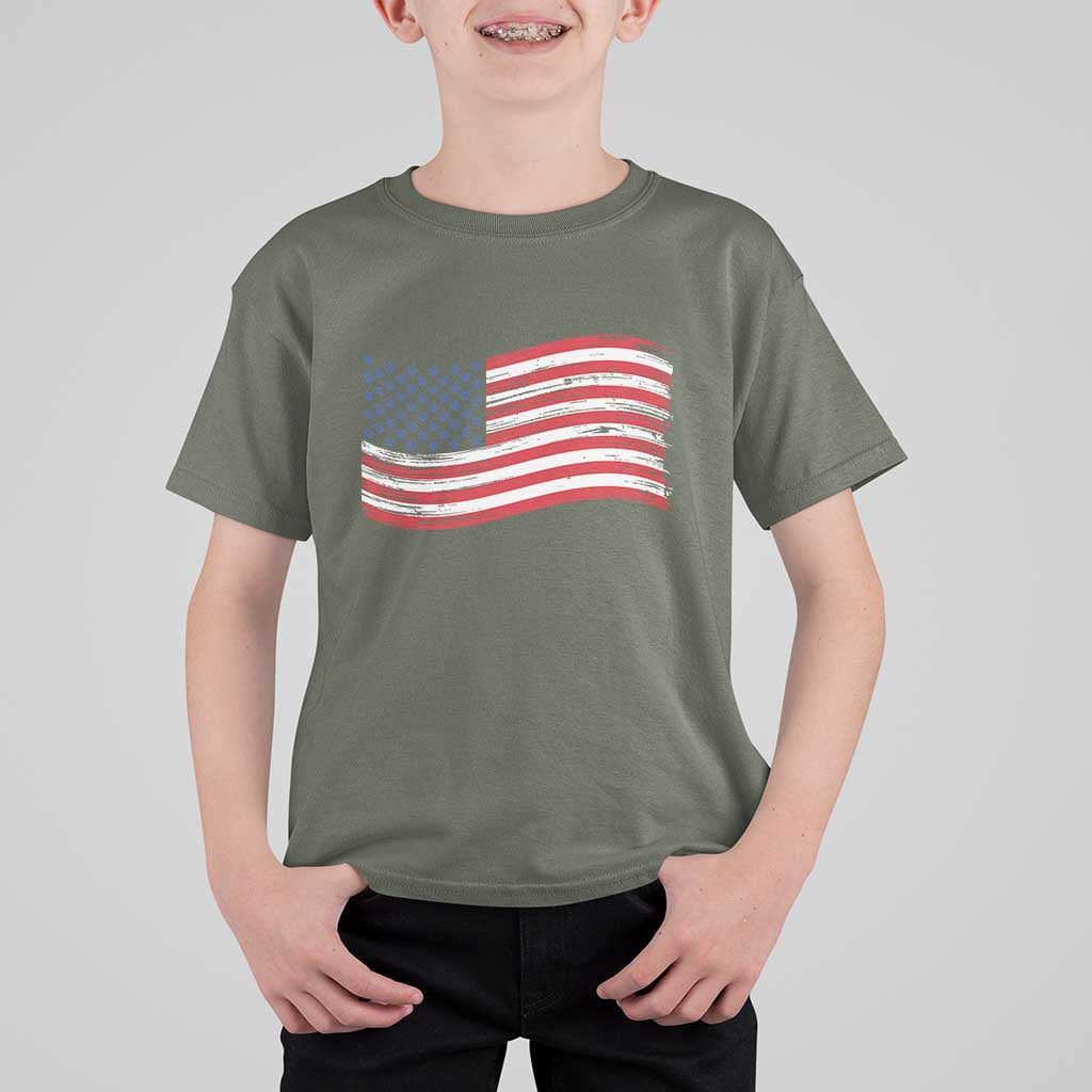 Vintage Patriotic American Flag Dog And Cat Paw T Shirt For Kid Gift For Pet Lover