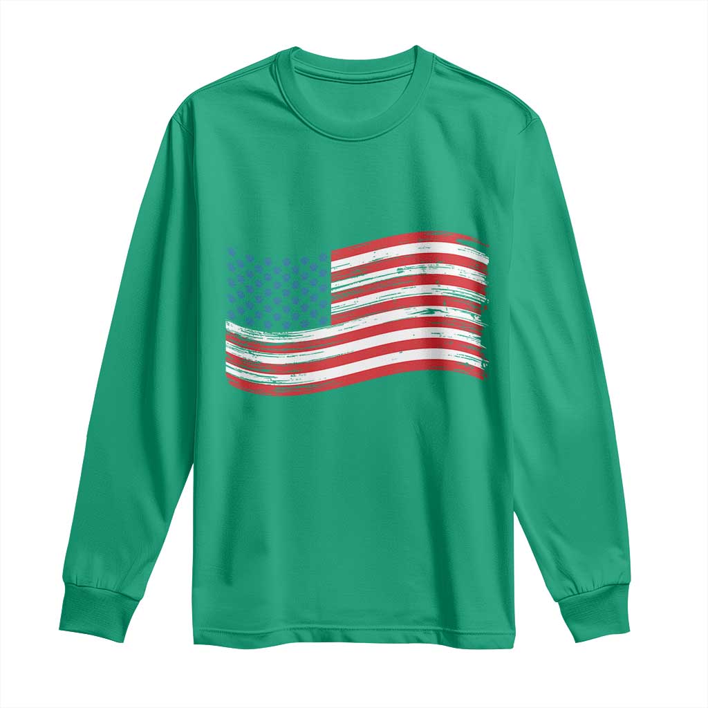 Vintage Patriotic American Flag Dog And Cat Paw Long Sleeve Shirt Gift For Pet Lover