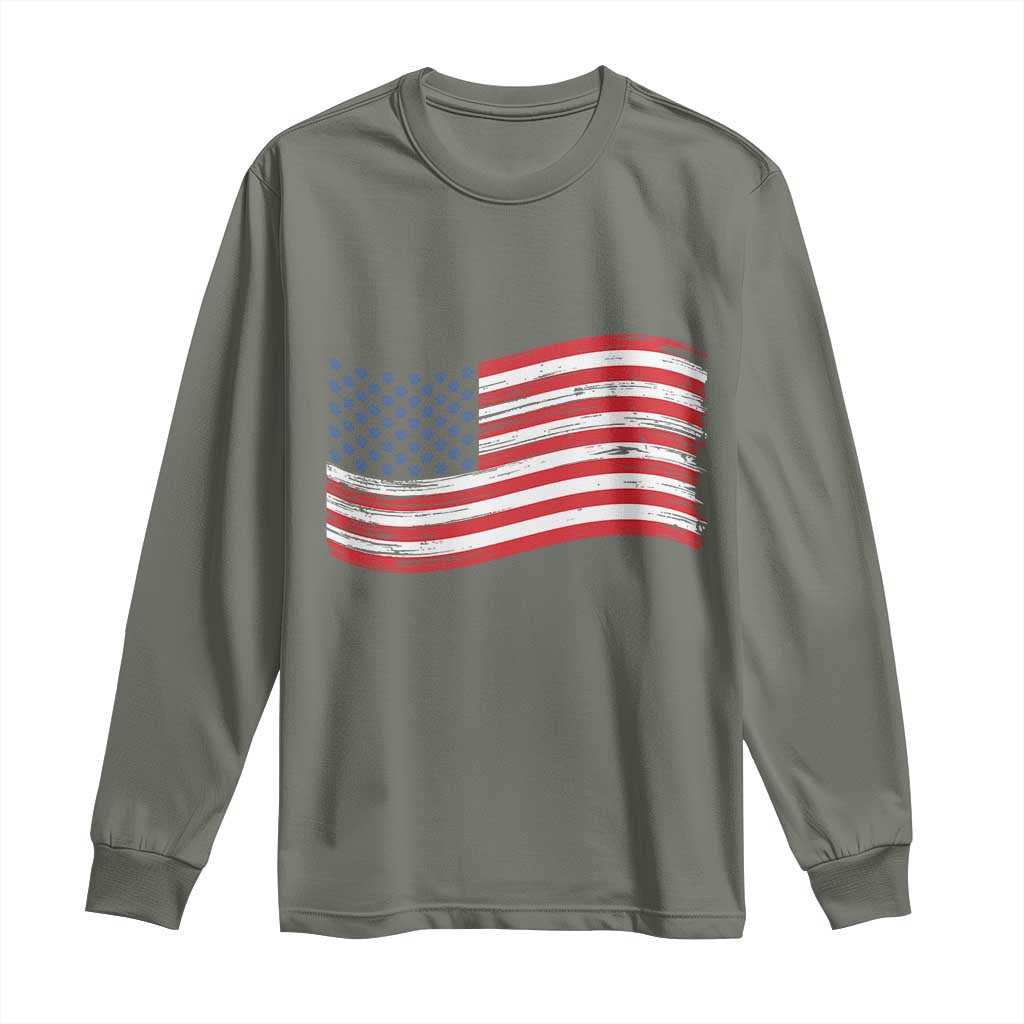 Vintage Patriotic American Flag Dog And Cat Paw Long Sleeve Shirt Gift For Pet Lover