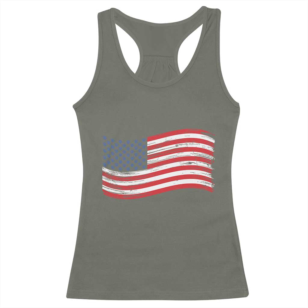 Vintage Patriotic American Flag Dog And Cat Paw Racerback Tank Top Gift For Pet Lover
