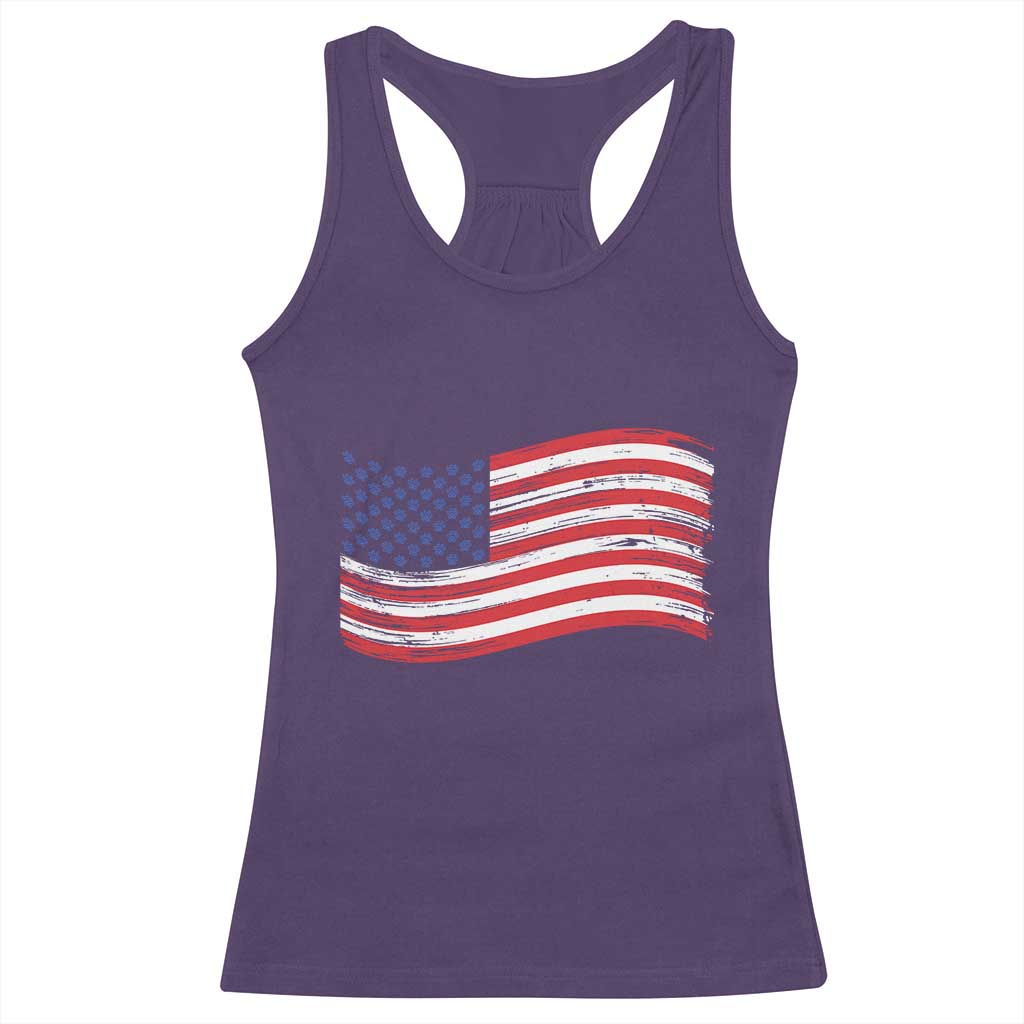 Vintage Patriotic American Flag Dog And Cat Paw Racerback Tank Top Gift For Pet Lover