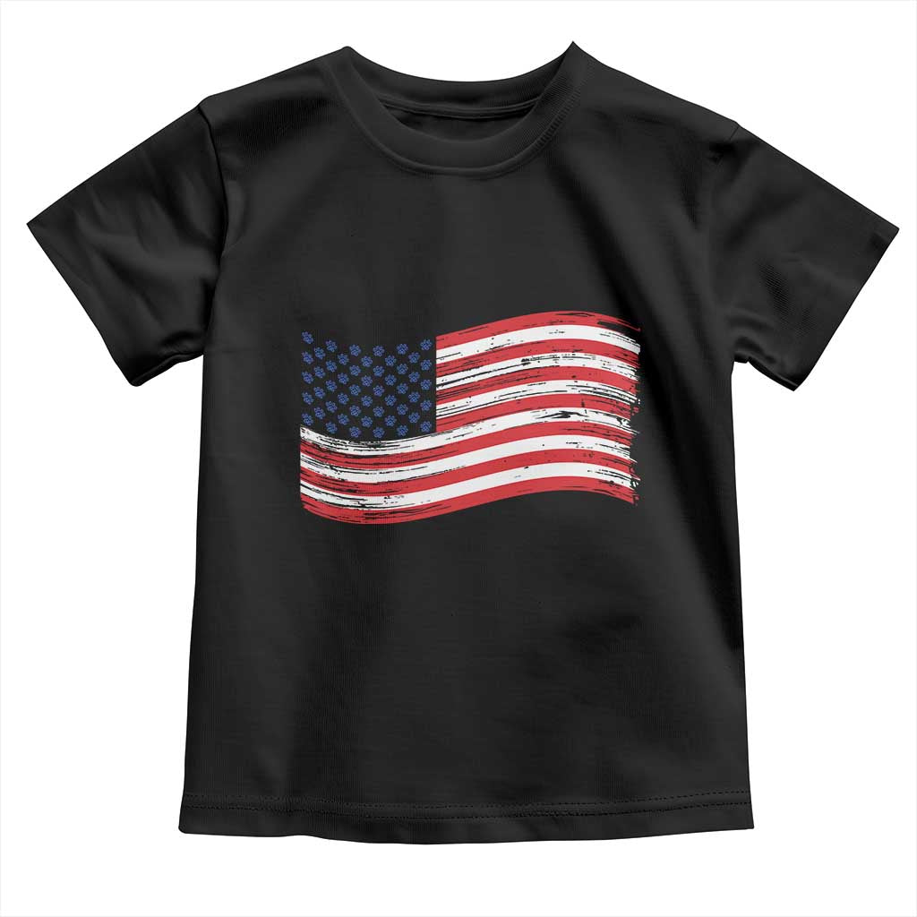 Vintage Patriotic American Flag Dog And Cat Paw Toddler T Shirt Gift For Pet Lover