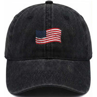 Vintage Patriotic American Flag Dog And Cat Paw Washed Cotton Baseball Cap Gift For Pet Lover