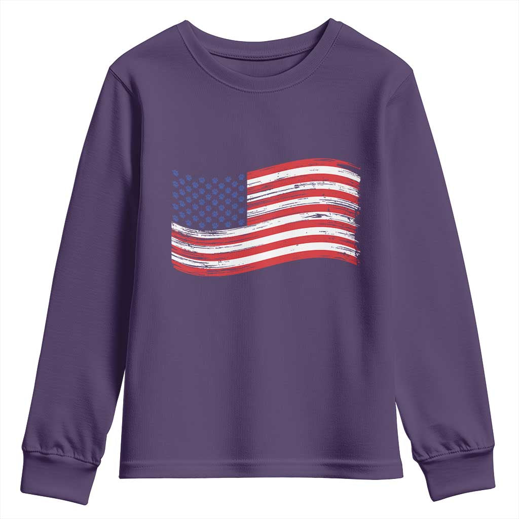 Vintage Patriotic American Flag Dog And Cat Paw Youth Sweatshirt Gift For Pet Lover