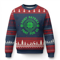 Saint Patrick Pray For Us Ugly Christmas Sweater St Patricks Day Celtic Cross