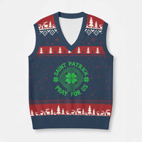 Saint Patrick Pray For Us V-Neck Knit Sweater Vest St Patricks Day Celtic Cross