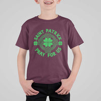 Saint Patrick Pray For Us T Shirt For Kid St Patricks Day Celtic Cross
