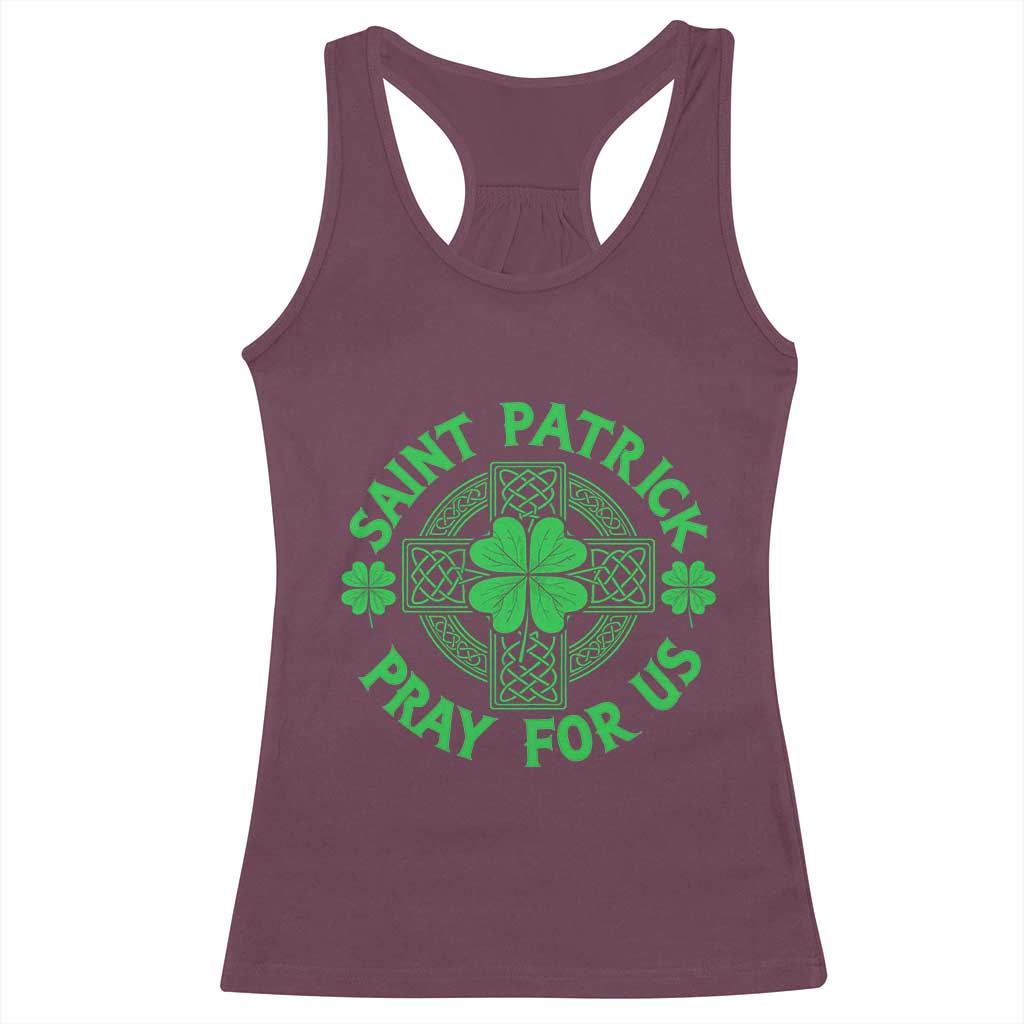 Saint Patrick Pray For Us Racerback Tank Top St Patricks Day Celtic Cross