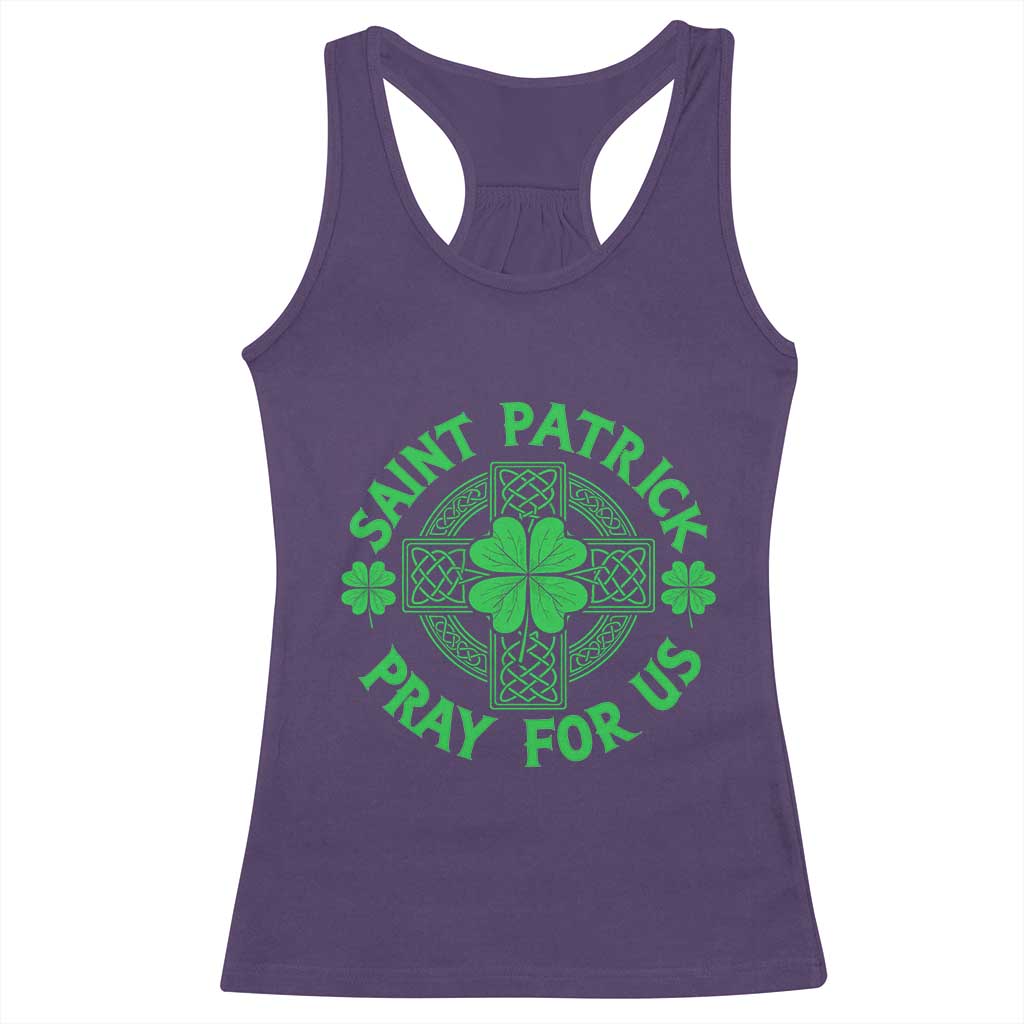 Saint Patrick Pray For Us Racerback Tank Top St Patricks Day Celtic Cross