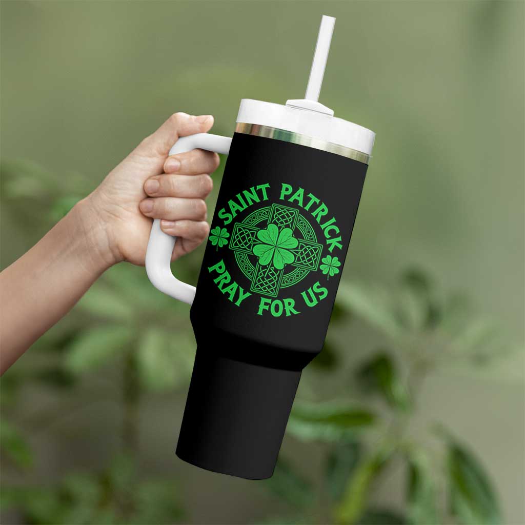 Saint Patrick Pray For Us Tumbler With Handle St Patricks Day Celtic Cross
