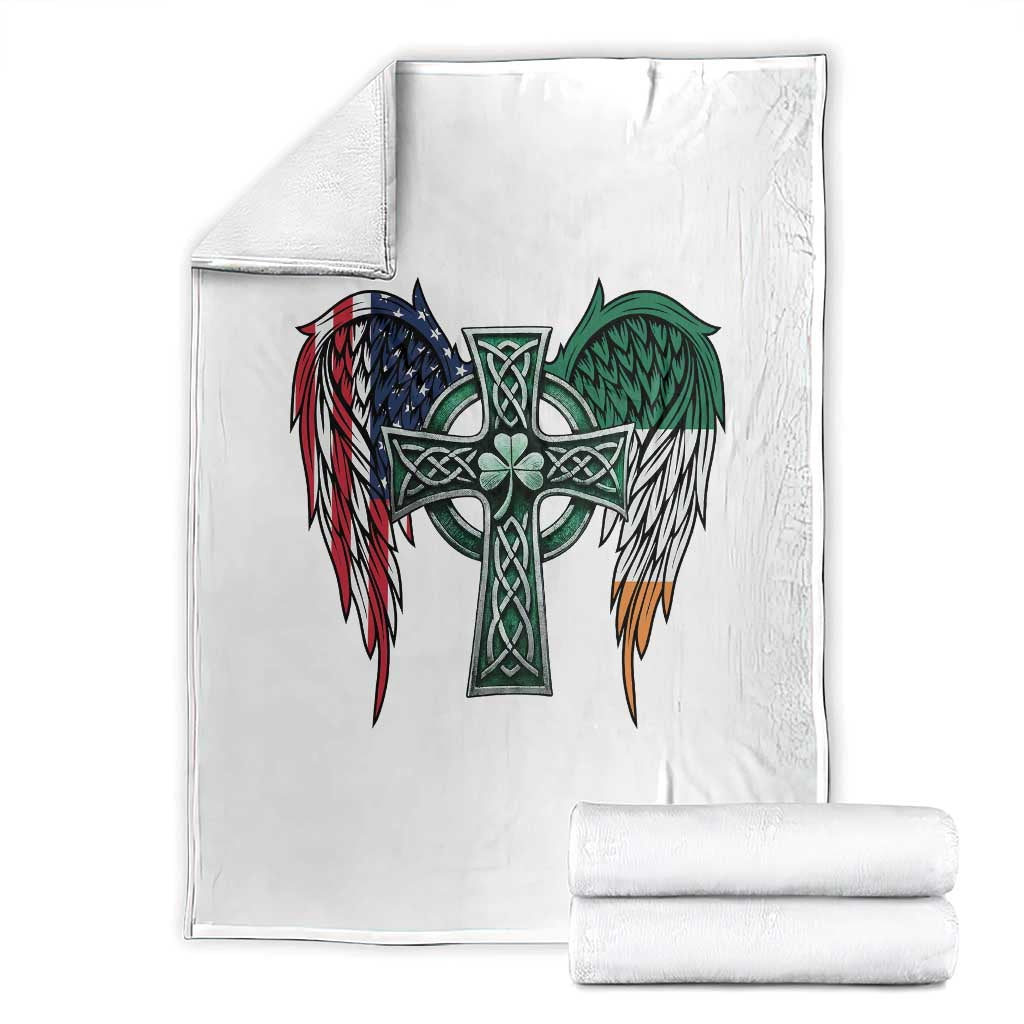 Patriotic Irish American Cross Throw Blanket St Patricks Day Religious Gift