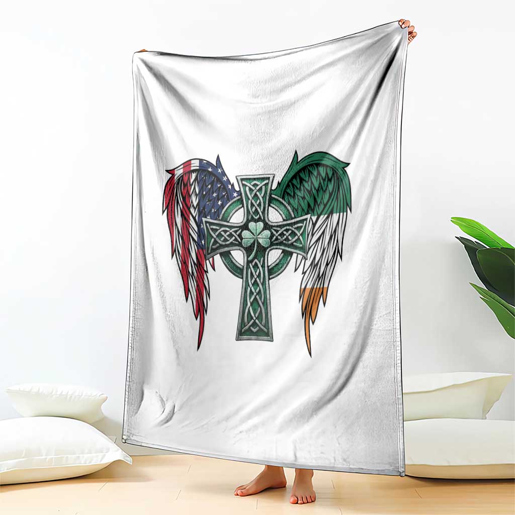 Patriotic Irish American Cross Throw Blanket St Patricks Day Religious Gift
