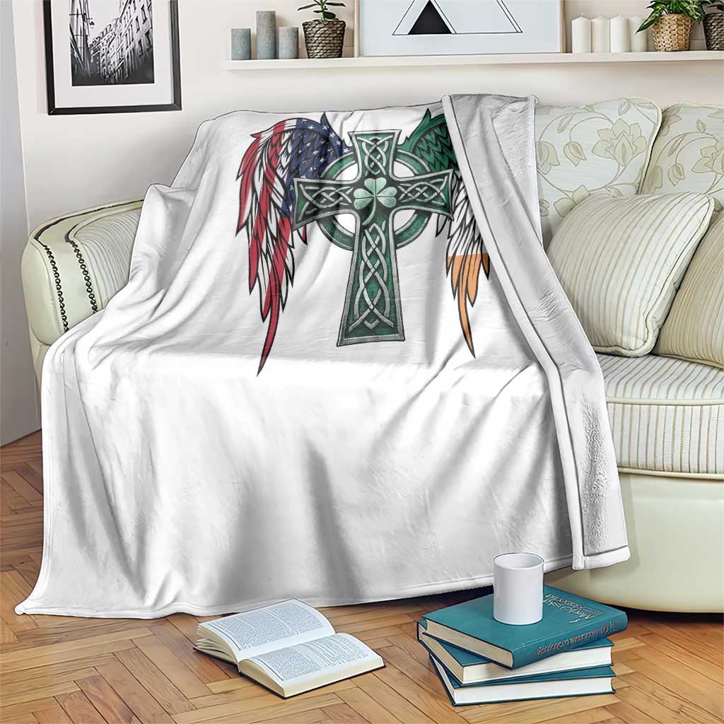 Patriotic Irish American Cross Throw Blanket St Patricks Day Religious Gift