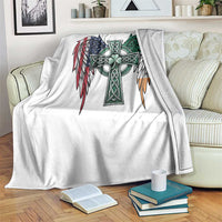 Patriotic Irish American Cross Throw Blanket St Patricks Day Religious Gift