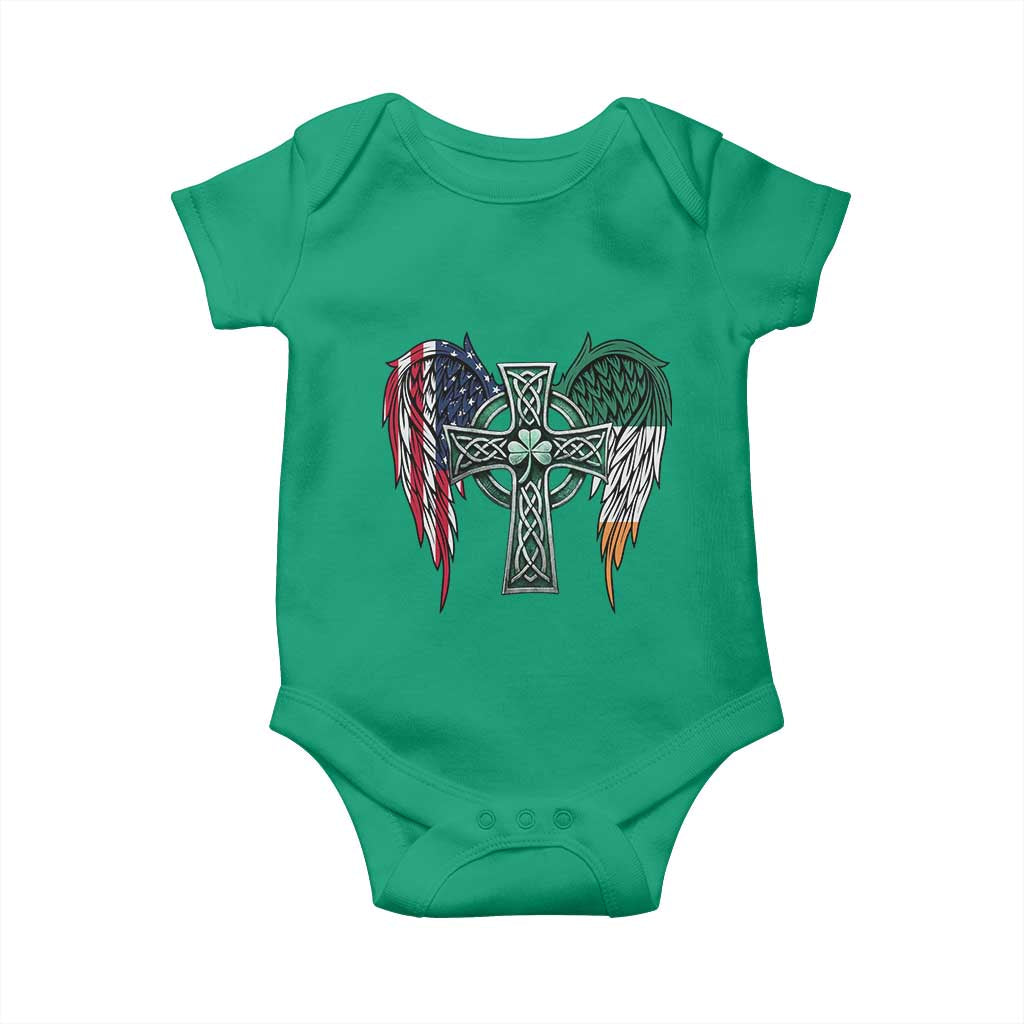 Patriotic Irish American Cross Baby Onesie St Patricks Day Religious Gift