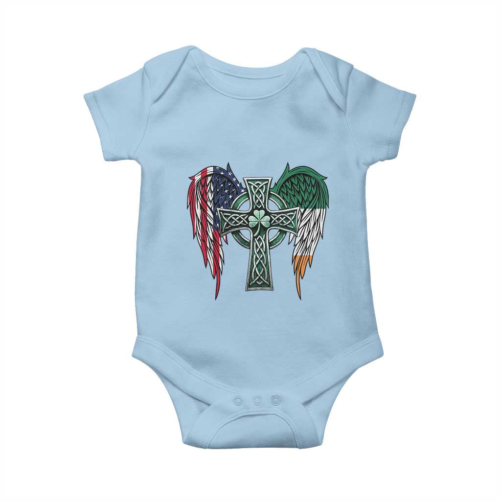 Patriotic Irish American Cross Baby Onesie St Patricks Day Religious Gift
