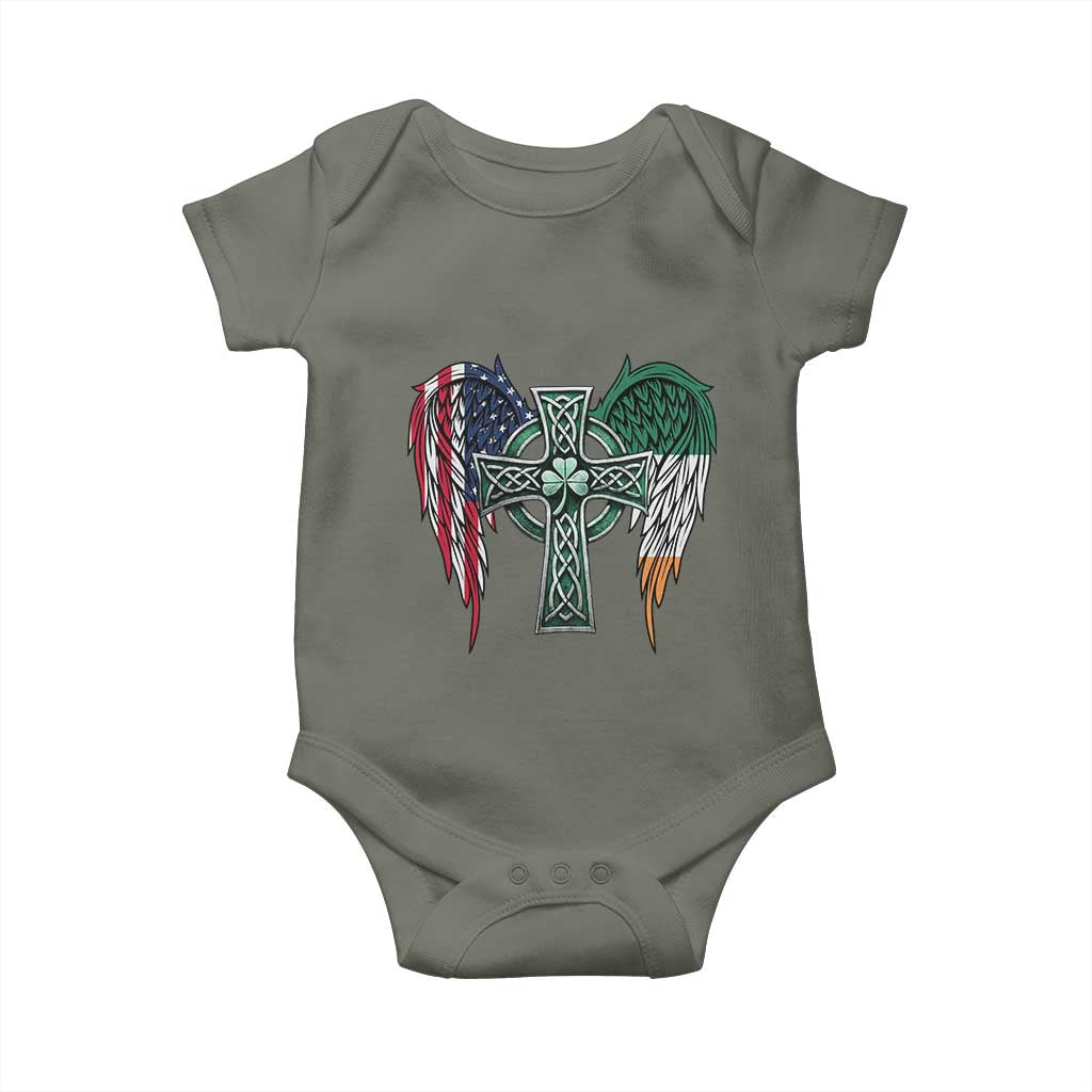 Patriotic Irish American Cross Baby Onesie St Patricks Day Religious Gift