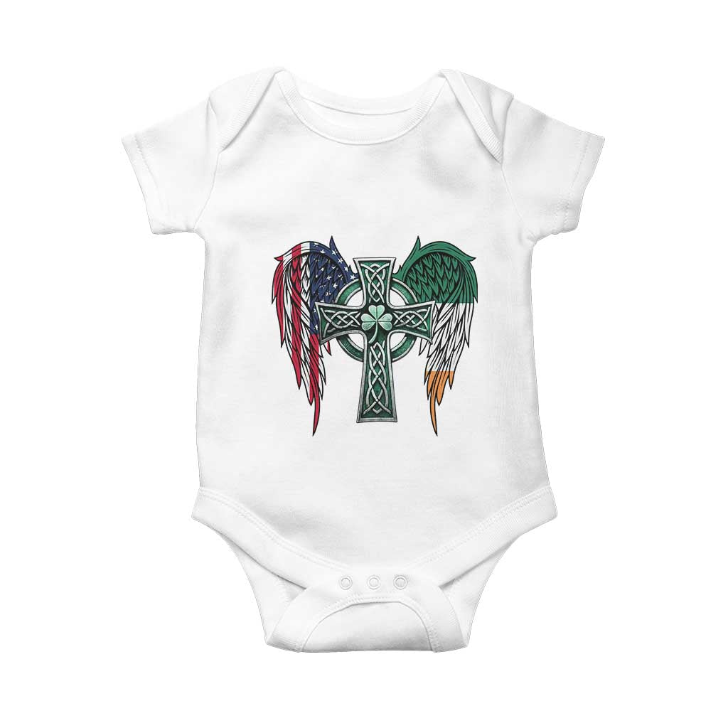 Patriotic Irish American Cross Baby Onesie St Patricks Day Religious Gift