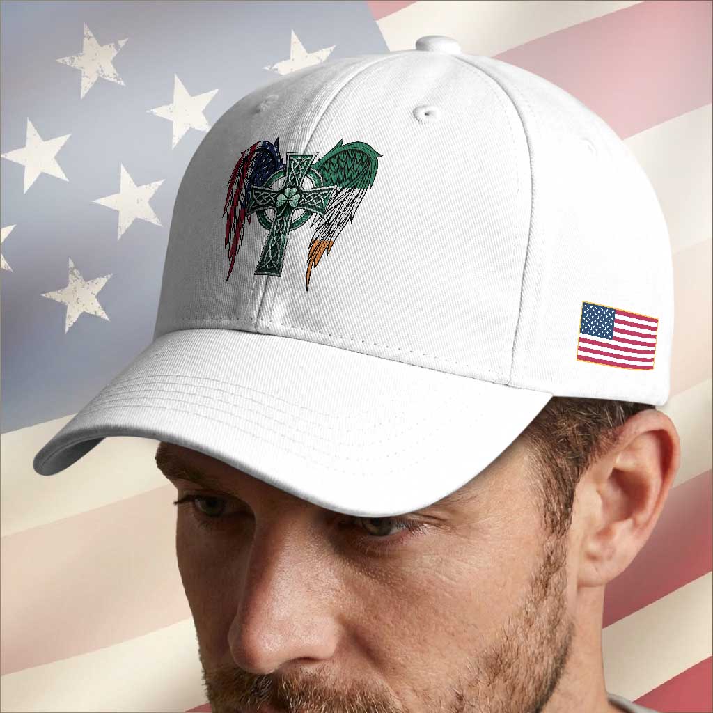 Patriotic Irish American Cross Baseball Cap St Patricks Day Religious Gift