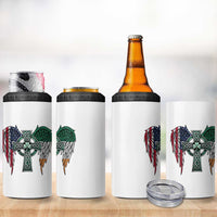 Patriotic Irish American Cross 4 in 1 Can Cooler Tumbler St Patricks Day Religious Gift