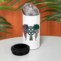 Patriotic Irish American Cross 4 in 1 Can Cooler Tumbler St Patricks Day Religious Gift