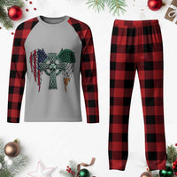 Patriotic Irish American Cross Plaid Pajama Set St Patricks Day Religious Gift