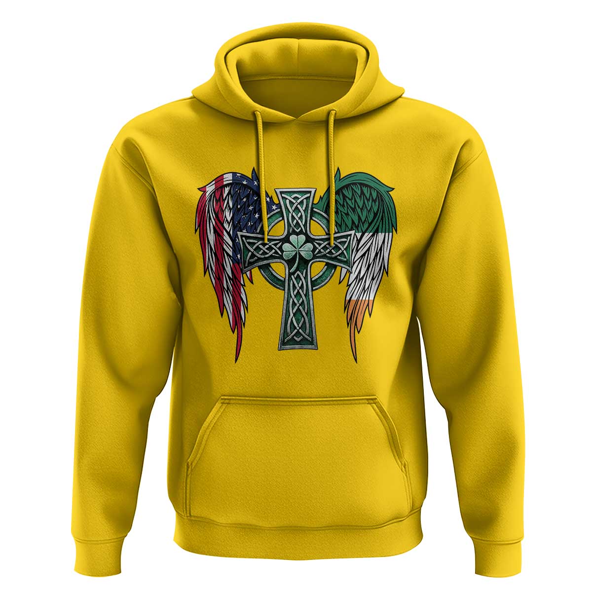 Patriotic Irish American Cross Hoodie St Patricks Day Religious Gift