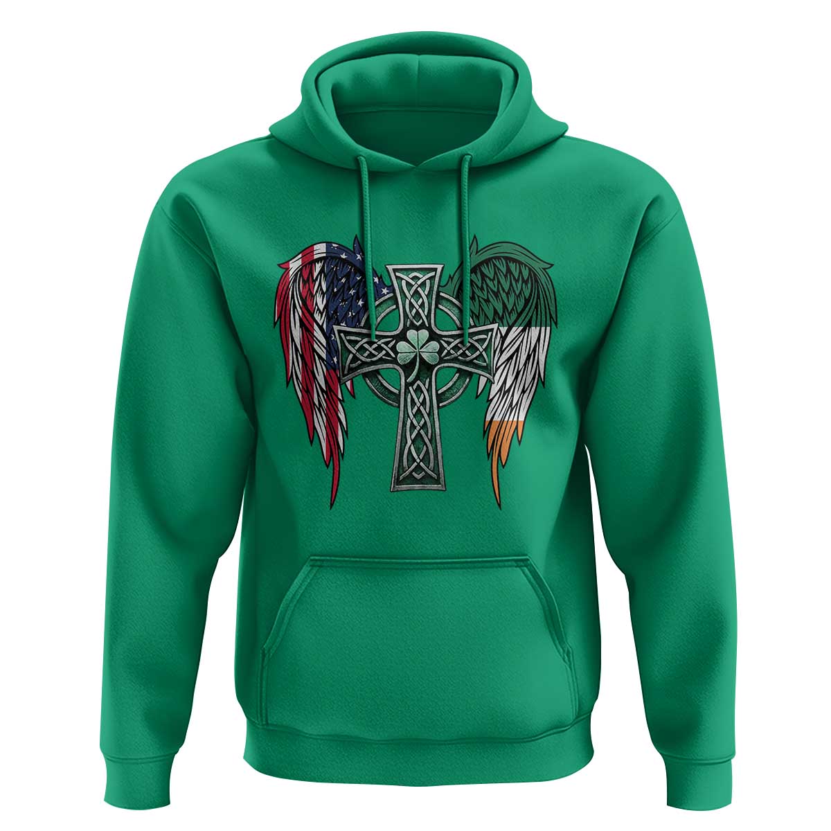 Patriotic Irish American Cross Hoodie St Patricks Day Religious Gift
