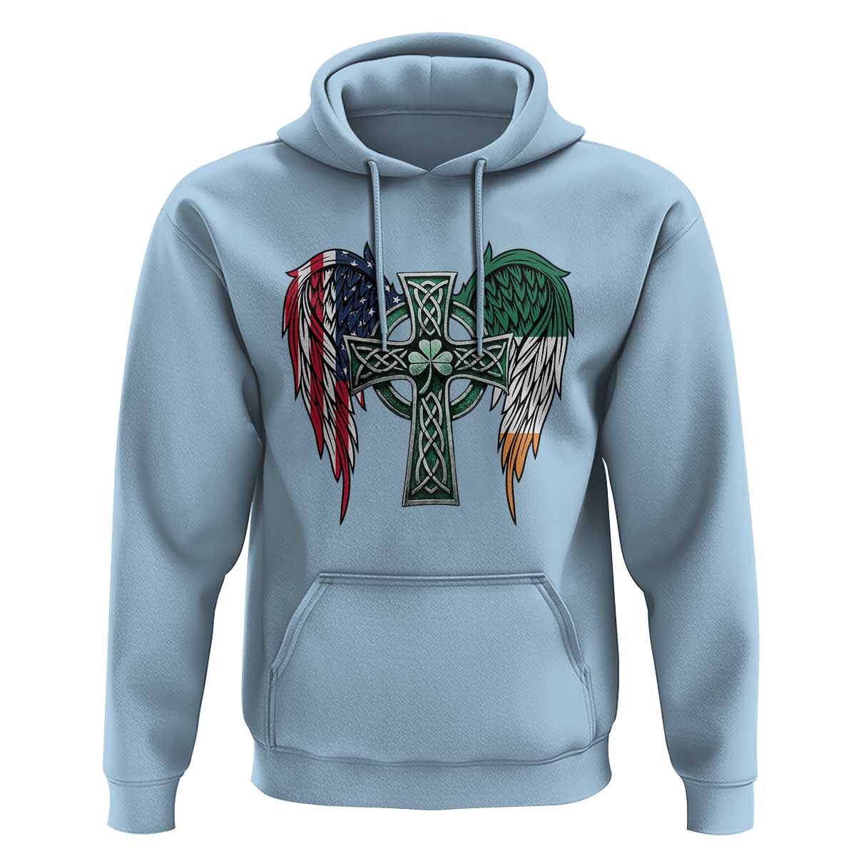 Patriotic Irish American Cross Hoodie St Patricks Day Religious Gift