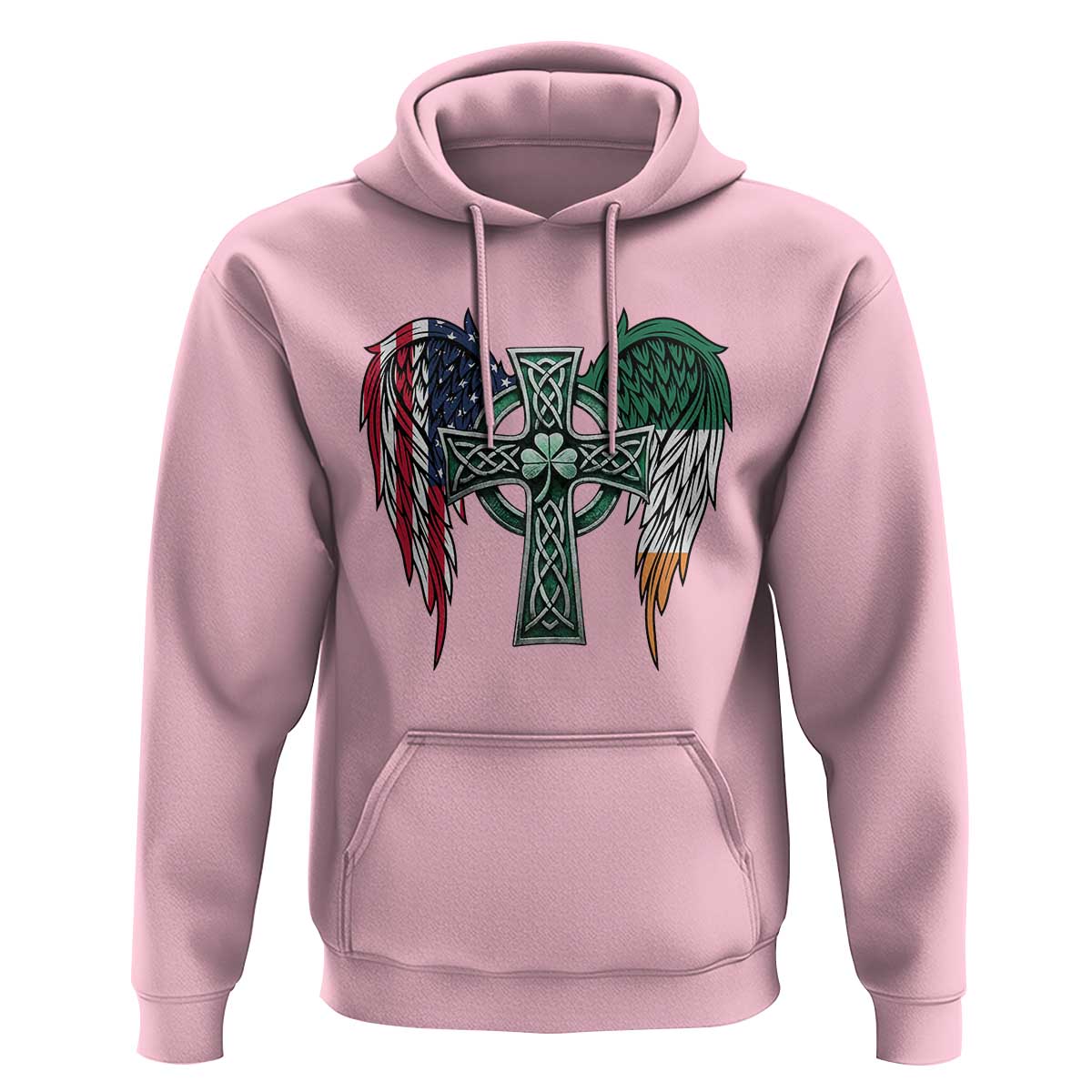 Patriotic Irish American Cross Hoodie St Patricks Day Religious Gift