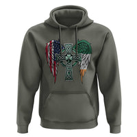 Patriotic Irish American Cross Hoodie St Patricks Day Religious Gift