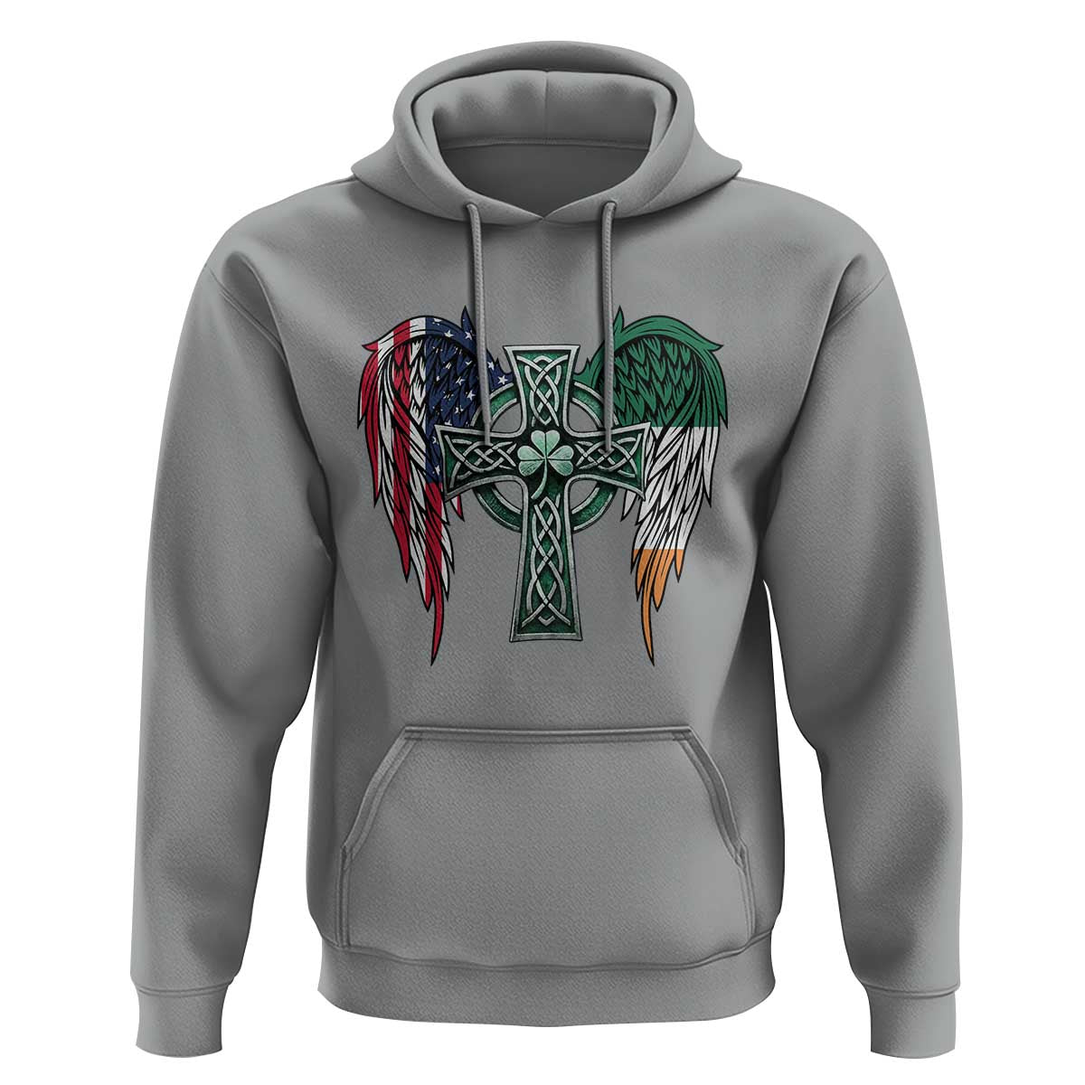 Patriotic Irish American Cross Hoodie St Patricks Day Religious Gift