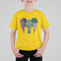 Patriotic Irish American Cross T Shirt For Kid St Patricks Day Religious Gift