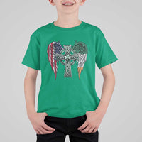 Patriotic Irish American Cross T Shirt For Kid St Patricks Day Religious Gift