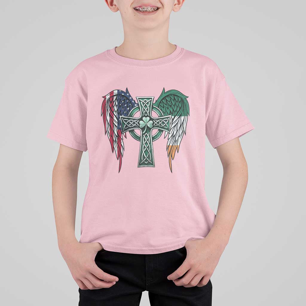 Patriotic Irish American Cross T Shirt For Kid St Patricks Day Religious Gift