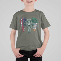 Patriotic Irish American Cross T Shirt For Kid St Patricks Day Religious Gift