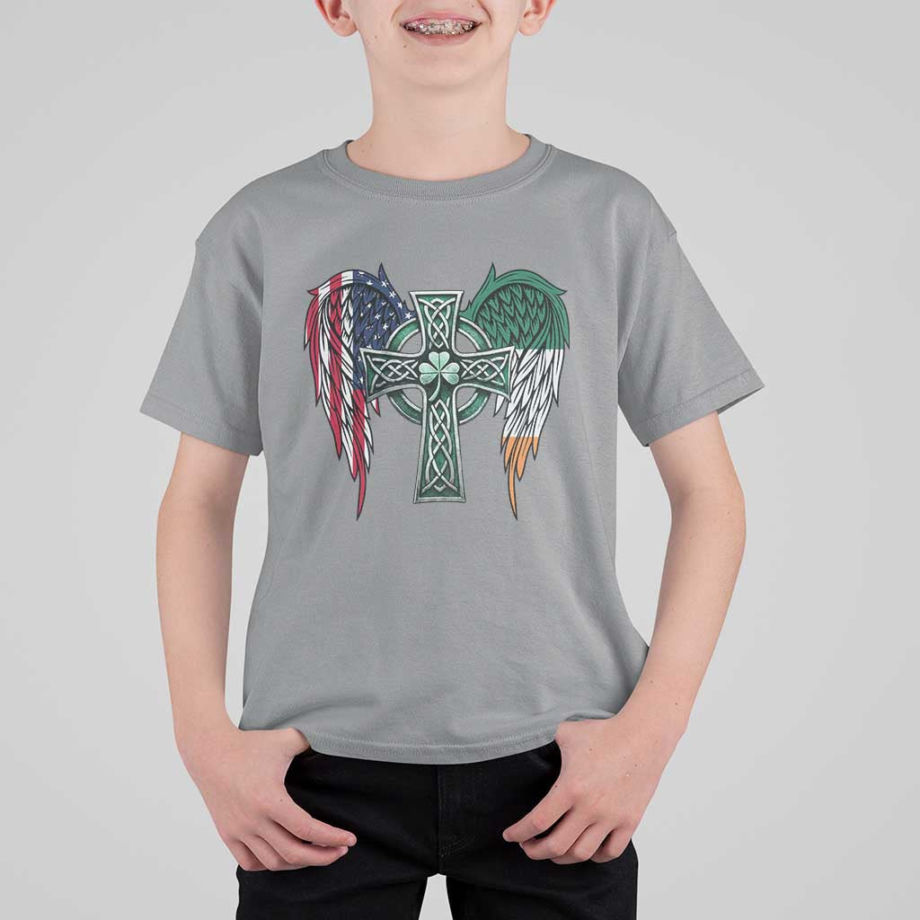 Patriotic Irish American Cross T Shirt For Kid St Patricks Day Religious Gift
