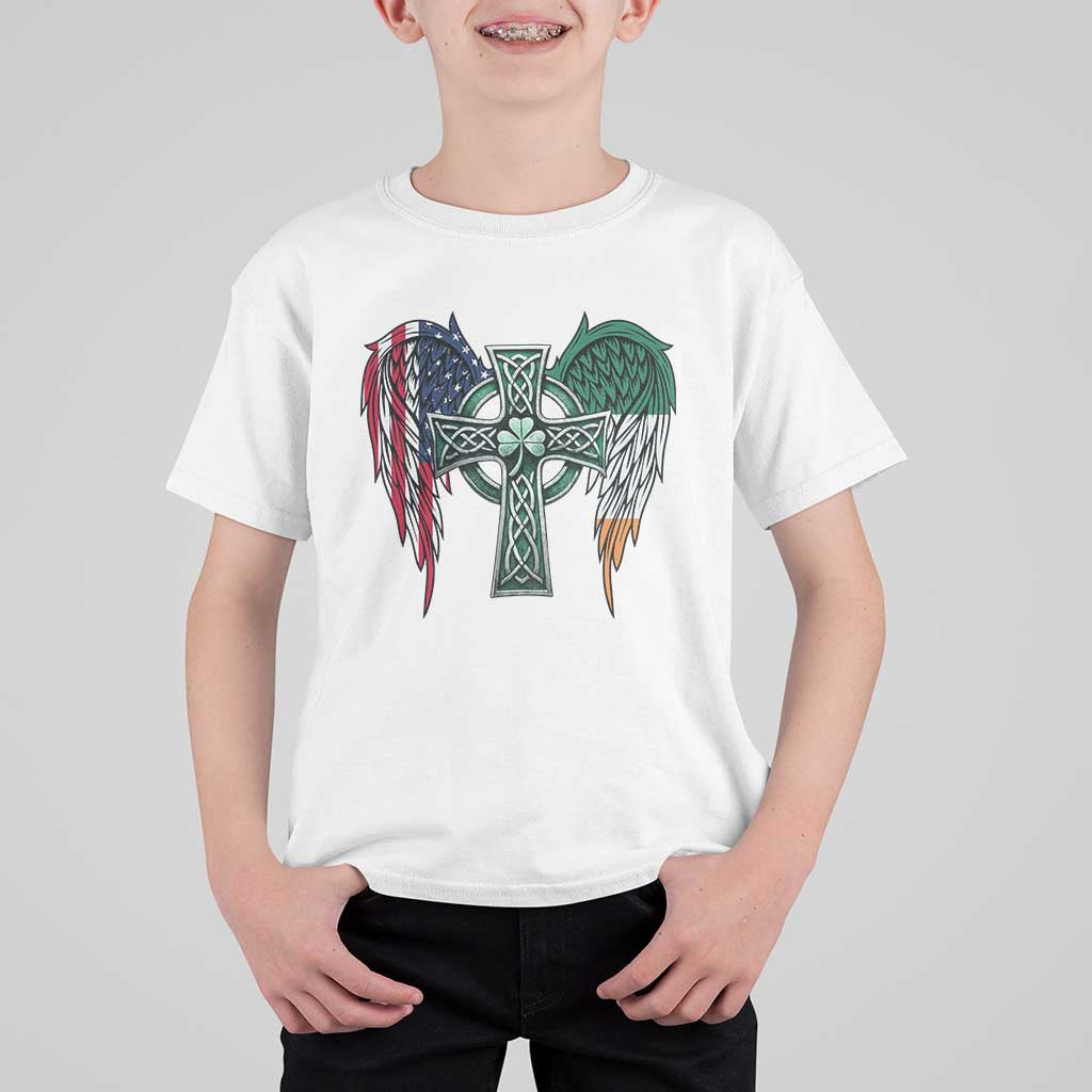 Patriotic Irish American Cross T Shirt For Kid St Patricks Day Religious Gift