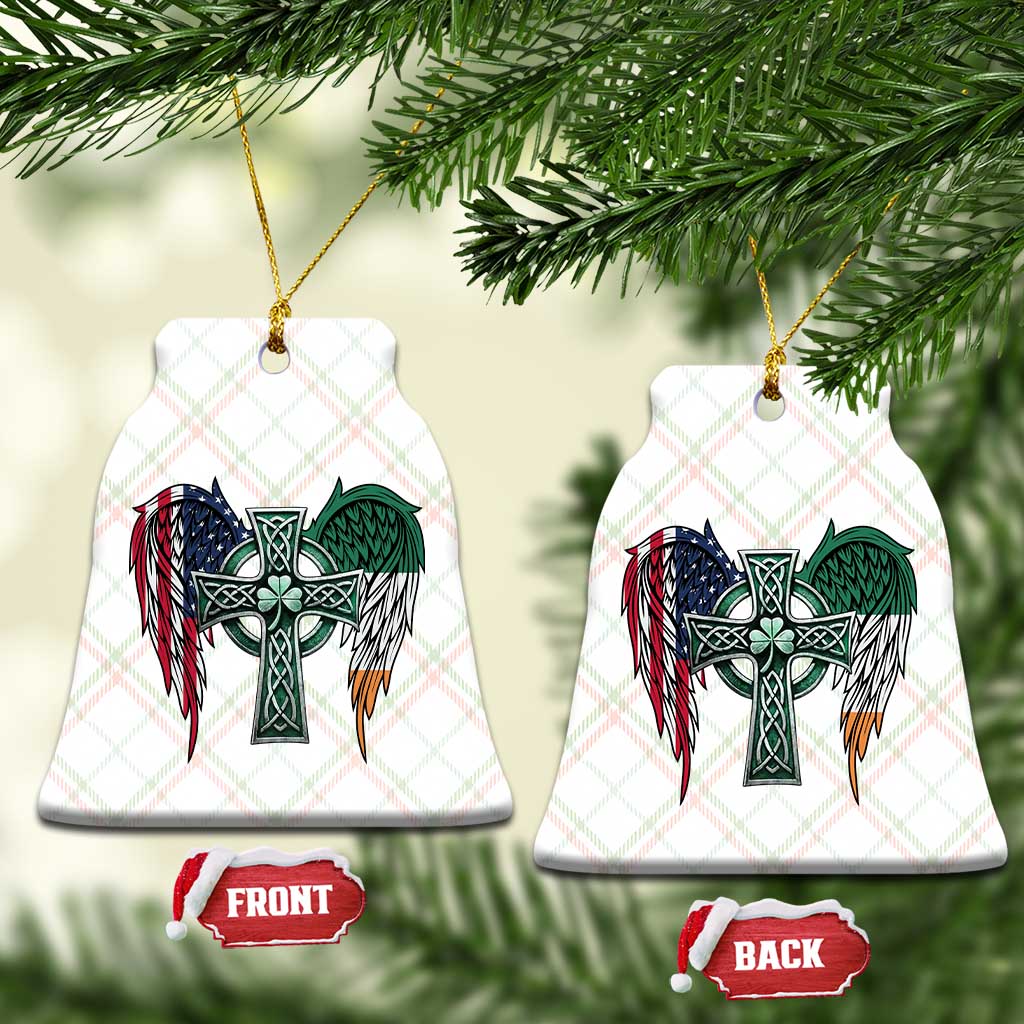 Patriotic Irish American Cross Ceramic Ornament St Patricks Day Religious Gift