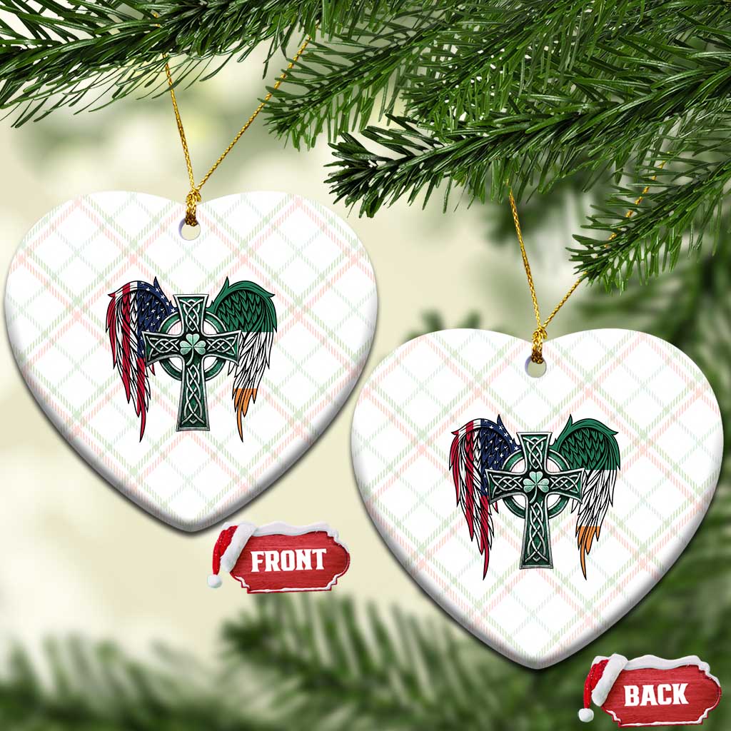 Patriotic Irish American Cross Ceramic Ornament St Patricks Day Religious Gift
