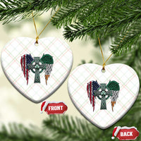 Patriotic Irish American Cross Ceramic Ornament St Patricks Day Religious Gift