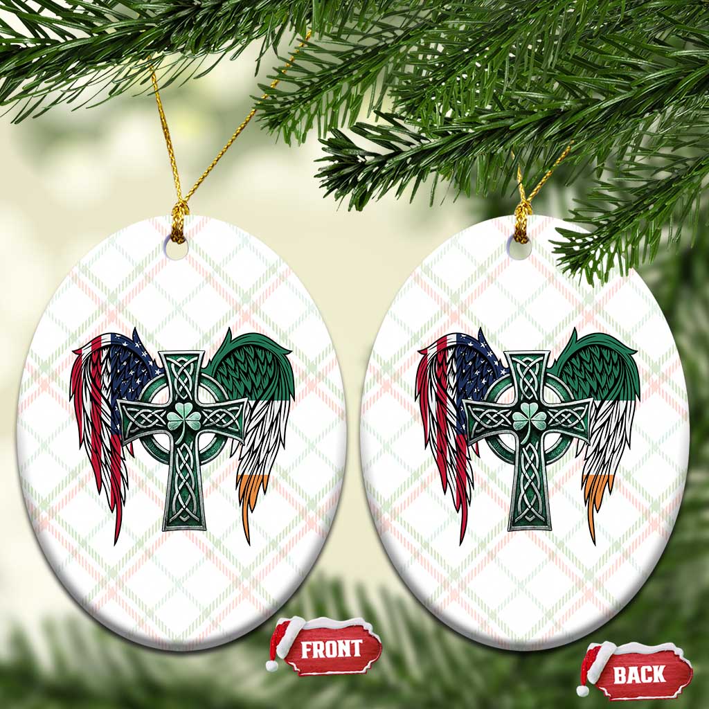 Patriotic Irish American Cross Ceramic Ornament St Patricks Day Religious Gift