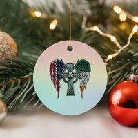 Patriotic Irish American Cross Ceramic Ornament St Patricks Day Religious Gift