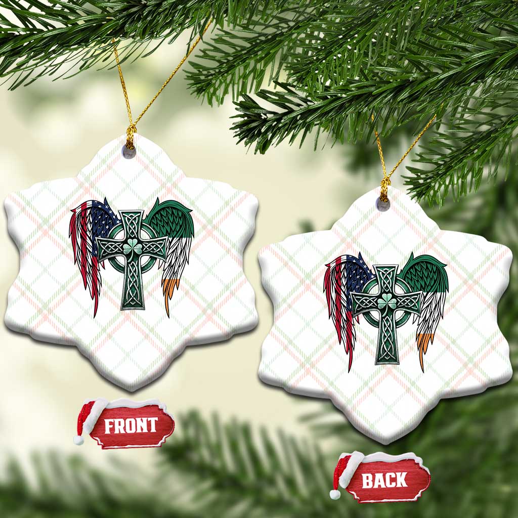 Patriotic Irish American Cross Ceramic Ornament St Patricks Day Religious Gift